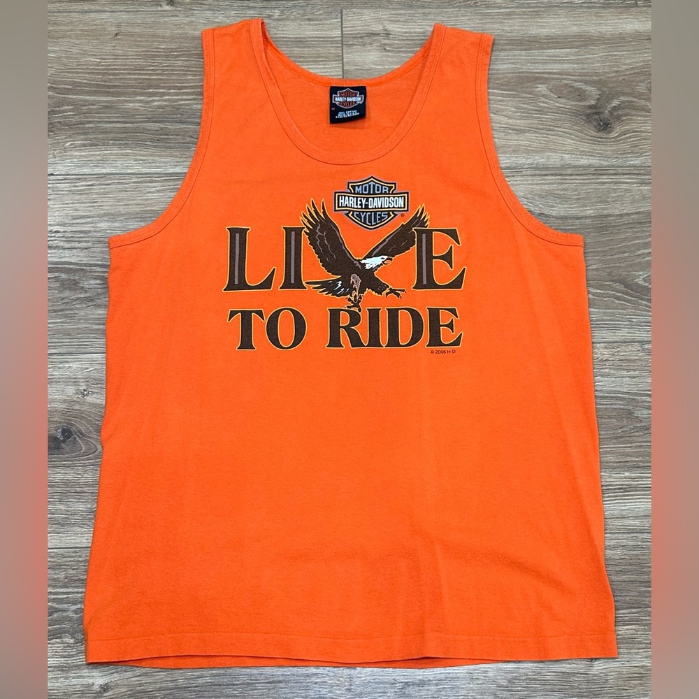2006 Harley Davidson Tank Top, Men’s M, Orange,Odessa- Midland, Tx -USA made